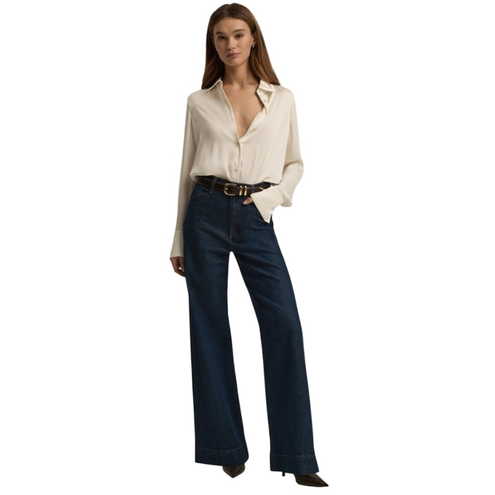 Favorite Daughter THE MISCHA Super High Rise Wide Leg Pepper Wash Size 32